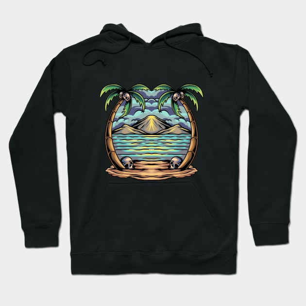 Beach Skull Hoodie by Arjanaproject